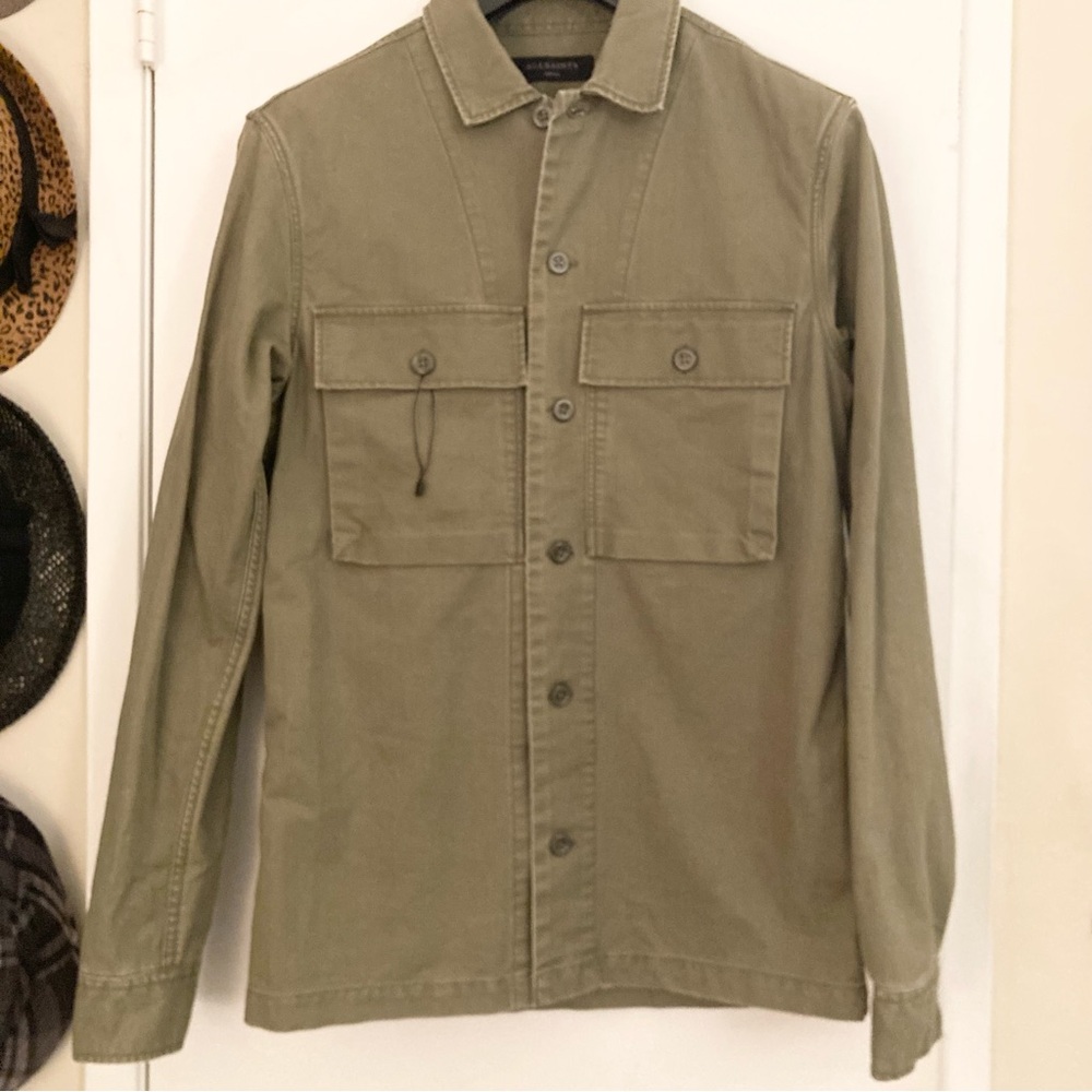All Saints Green Lightweight Shirt Jacket
